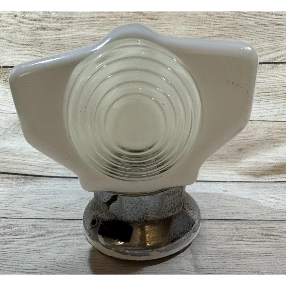 Vintage Bathroom Wall Sink Lamp Sconce Milk Glass Outlet Headlight Pull Chain